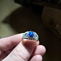 Natural Star Sapphire 14k White Gold Ring Size 7 And 1.25ct Star Sapphire 