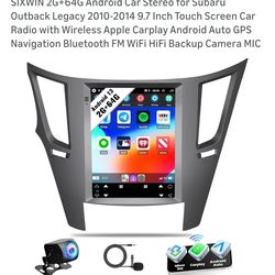 2G+64G Android Car Stereo for Subaru Outback Legacy 2010-2014 9.7 Inch Touch Screen Car Radio with Wireless Apple Carplay Android Auto GPS Navigation 