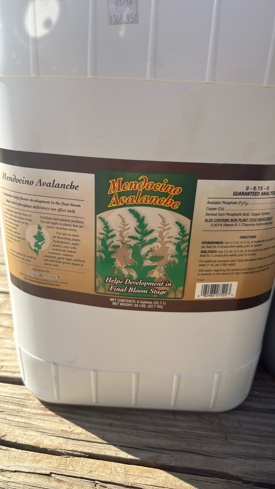 Grow More Mendocino Avalanche 6 Gal 
