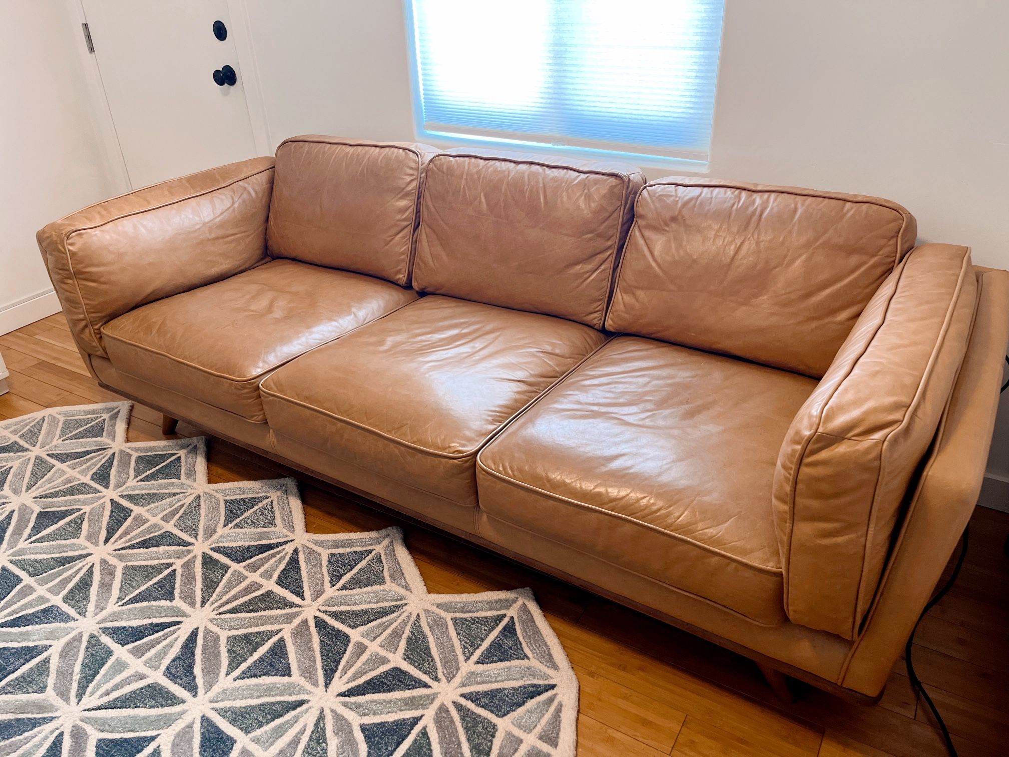 Article Timber leather mid-century sofa