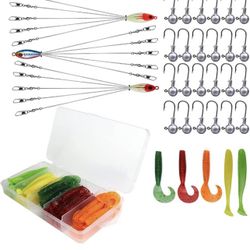  Alabama Rig Umbrella with 50 Fishing Bass Bait Kit, Bionic Diving Swimming Action, 5 Stainless Steel Arms, Coming with 20 Premium Hooks