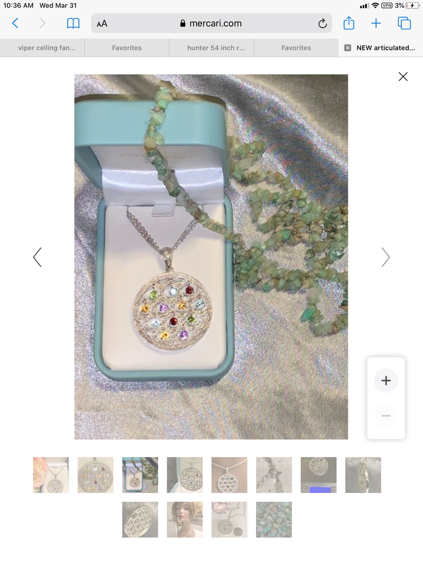 designer rare find ! articulated GEMSTONES ~ Pave set DIAMONDS medallion / slide NOS