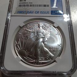 2022 Silver Eagle S$1 First Day Of Issue MS 70 