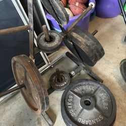 337.5 Lbs Of Olympic Weights And Weight Tree