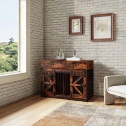 Functional Furniture Dog Crate Rustic Brown