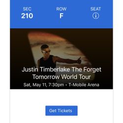 2 Justin Timberlake Concert Tickets 