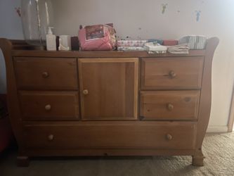 Solid Wood Dresser with Drawers and Cabinet