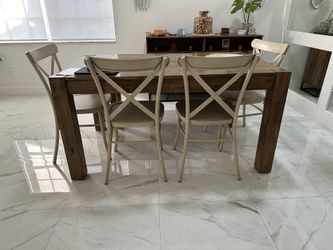 Wood Dinner Table Set + Buffet