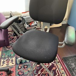 Desk Chair In Black And Silver With Rollers