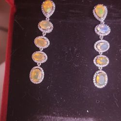 Ethiopian Opal Dangle Earrings 