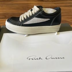 RICK OWENS BLACK HOLLYWOOD VINTAGE SNEAKER  36/5.5