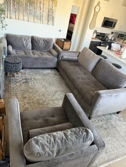 Magnolia Home  3 Piece Sinclair luxe fog sofa set