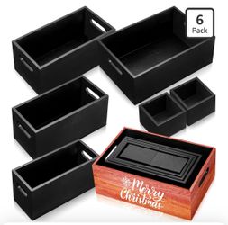 Brown Wood Storage Boxes With Handles! 6 Pack! Brand New!