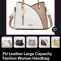 ZZMY White And Tan Leather Crossbody Handbag 