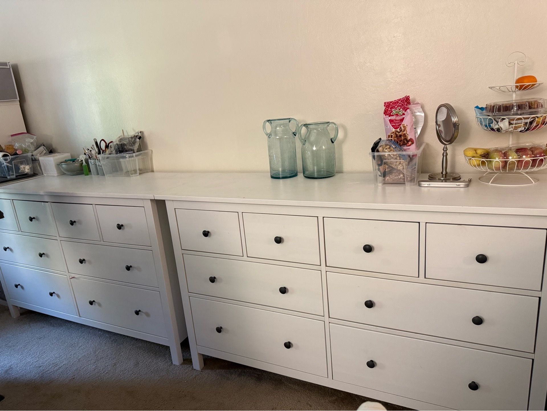 White wood 8-drawer dresser, white stain