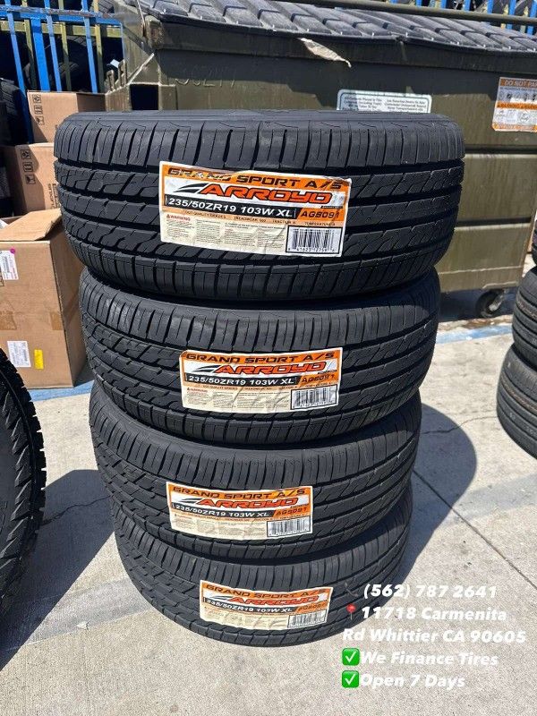 235/50R19 Arroyo A/S New Set of Tires Installed and Balanced Set de Llantas Nuevas Instaladas y Balanceadas