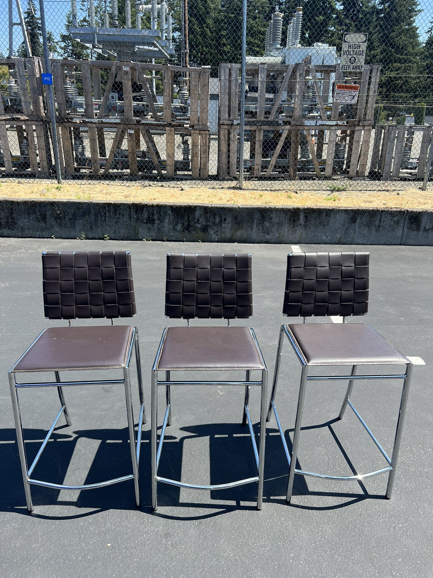 3 leather bar stools