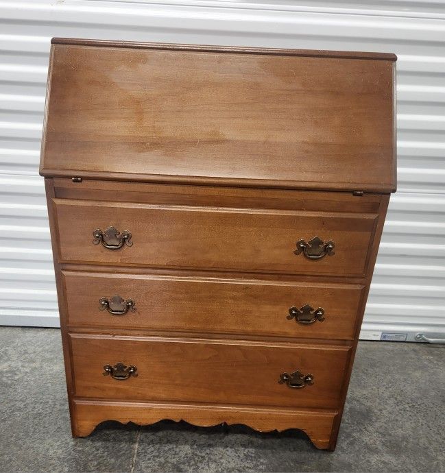 Solid Maple Wood Drop Down Secretary Desk 