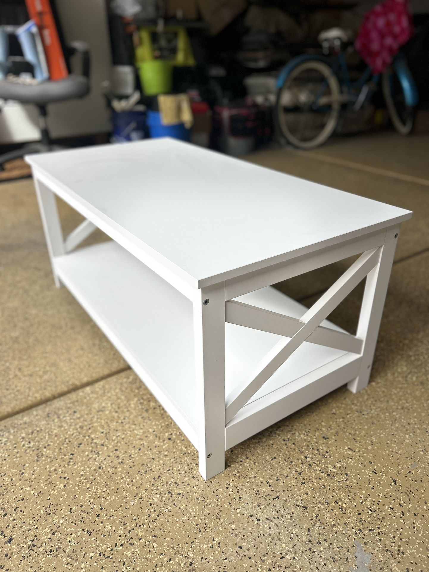 2-Tier White Coffee Table