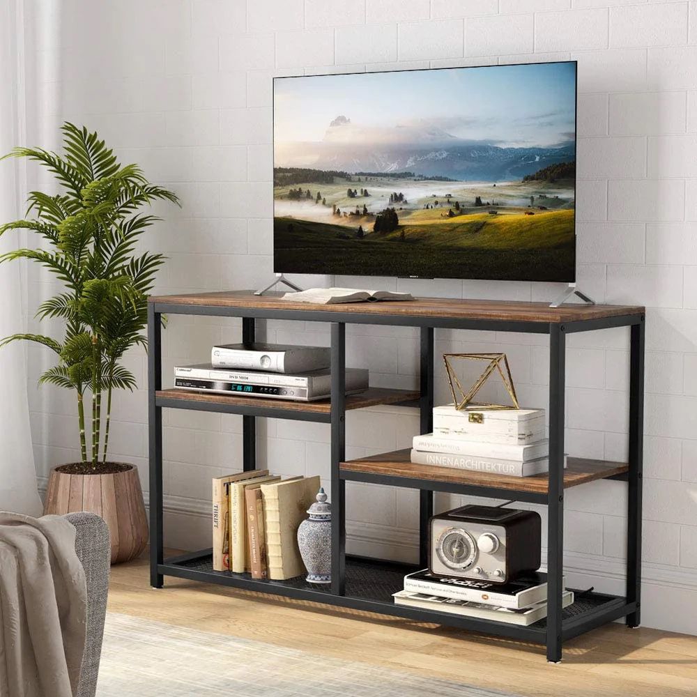 Tribesigns TV Stand, 4-Tier Media Stand with Net Storage Shelf, 47 Inches