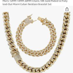 Cuban link 12 mm  iced out 24”  chain set