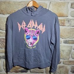 Def Leppard Rock of Ages Hoodie Women's/Youth Large Gray Graphic Pullover Sweatshirt 2021