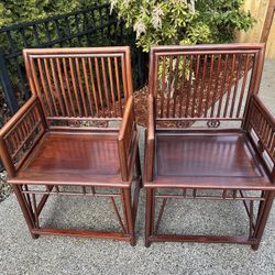 2 Old Chinese Spindle Back Armchairs 
