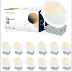 12 Pack Recessed Lighting 7 Inch with Junction Box, 5CCT 7 Inch LED Recessed Lights Dimmable 2700K/3000K/4000K/5000K/6000K, 16W 1300lm Ultra Thin Rece