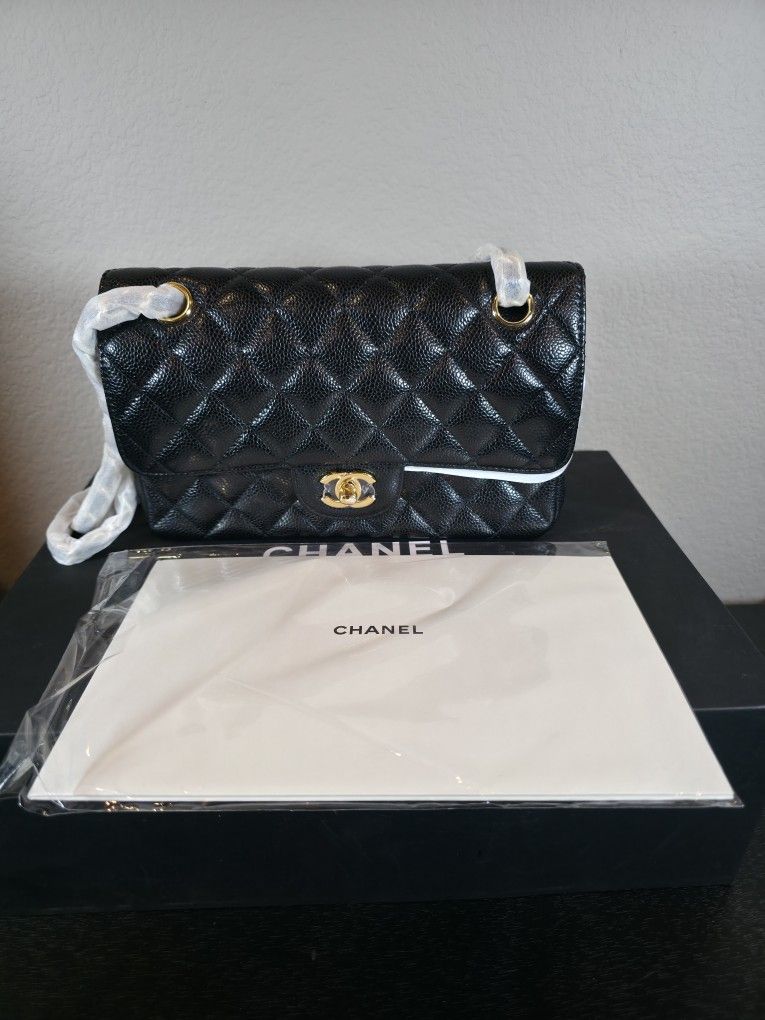 CHANEL Black Caviar Classic Jumbo Double Flap Bag