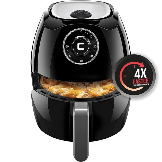 Chefman 6.5 Quart Air Fryer Oven with Space Saving Flat Basket, Oil Free Hot Airfryer with 60 Minute Timer & Auto Shut Off, Dishwasher Safe Parts, BPA
