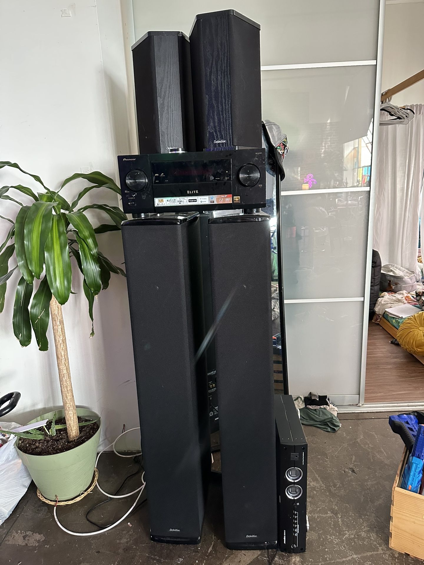 Home Theater Audio Bundle – Pioneer Elite + Definitive Speakers + Power Conditioner – $300