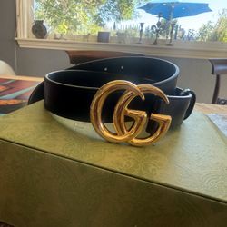 Gucci GG Marmont Leather Belt shiny buckle 30mm