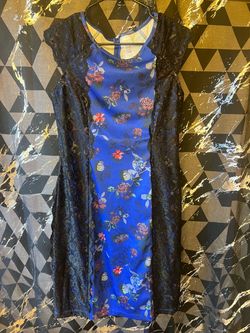 Blue/Black Avon Lace Sleeveless Dress