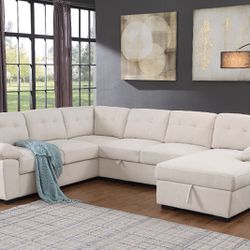 New! Premium Smooth Upholstered Sectional Sofa with Pull Out Bed, Sofa Bed, Sectional Sofa Bed, Sectionals, Sectional Couch, Sleeper Sofa, Sectional