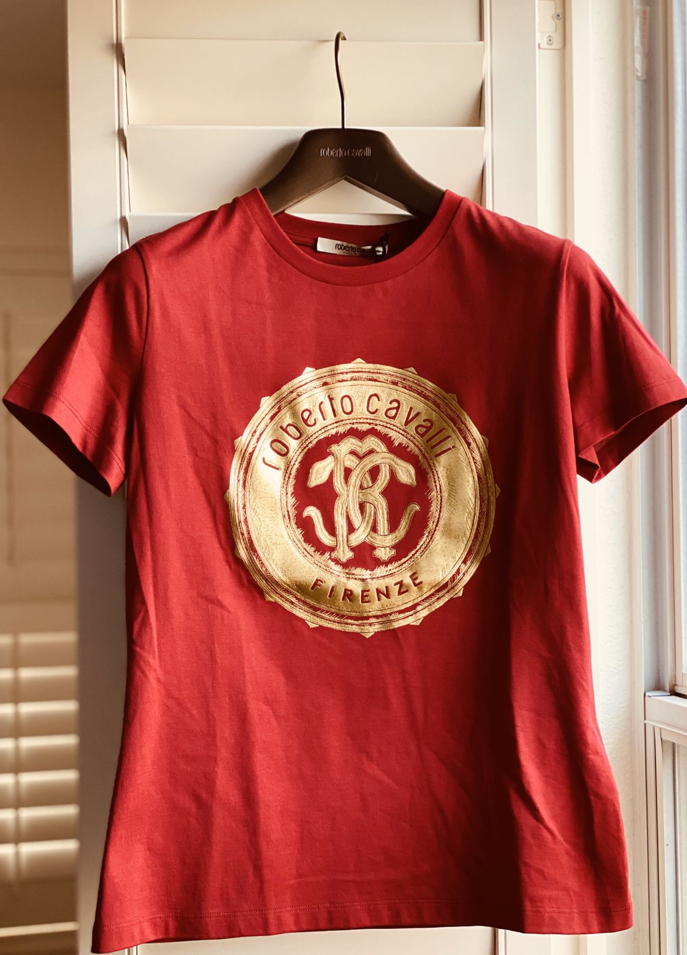 Roberto Cavalli Brand New T-Shirt Red/Gold 2019 Small Size