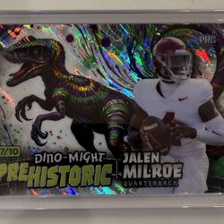 2024 Wild Card Prehistoric Dino-Might Jalen Milroe Stegosaurus 7/10 Rookie RC SP