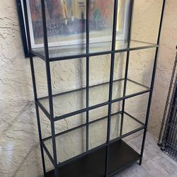 VITTSJÖ Shelf unit, black-brown - glass & Metal, 39 3/8x68 7/8 " - Local Delivery for a Fee - See My  Items 😎