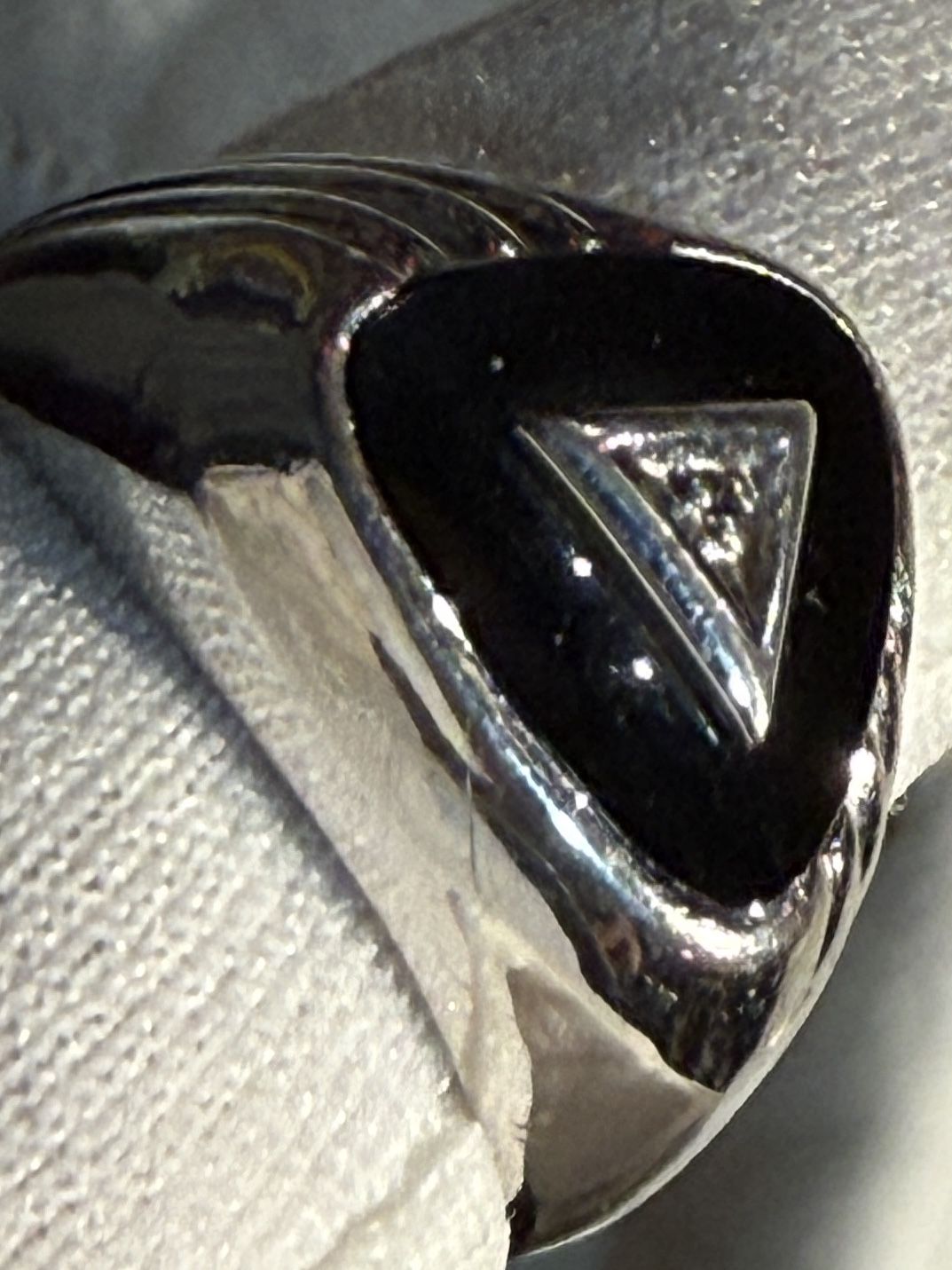 10K White Gold Rhodium Black Onxy & Diamond Men Ring 