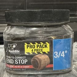 SharkBite 3/4" Push-to-Connect Brass End Stop Pro Pack (4-Piece) - Open Box/Unused