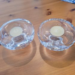 Glass Candlestick or Tea Light Candle Holders, 