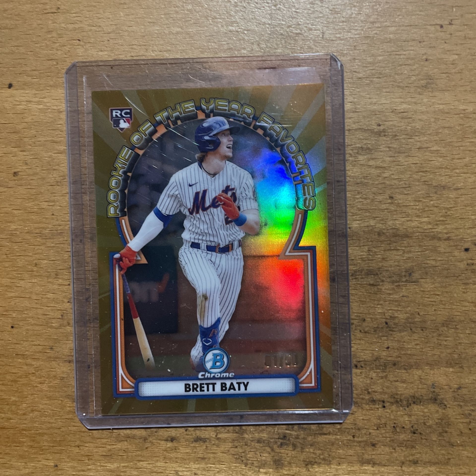 2023 BOWMAN BRETT BATY GOLD 01/50 CHROME ROOKIE OF THE YEAR FAVORITE CARD