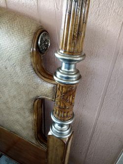 Queen Sz - Gorgeous Thomasville Ernest Hemingway Kilimanjaro Style Headboard w/ Metal Accents