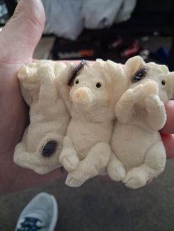 VINTAGE SANDSTONE SEE,HEAR SPEAK NO EVIL PIGGY FIGURES CLEAN