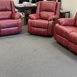 New Red Recliner Sofa Set (Finance and Delivery)
