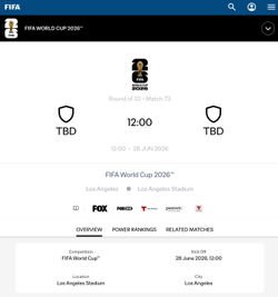 FIFA World Cup 2026 Round of 32 – June 28 – 2 Tickets – Section 313