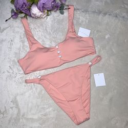 NWT Dippin’ Daisy’s Peach Bikini Top and Bottom