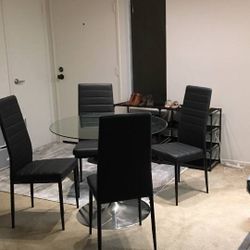 Glass Dining Table 36"W x 30"H With 3 Chairs Set