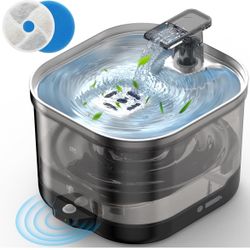 Wireless Cat Water Fountain Cordless with Detachable Tank, Battery Operated Cat Water Fountain 68oz Rechargeable Automatic Cats Fountains for Drinking