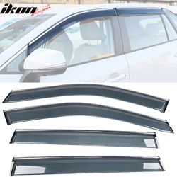 Fits 2019-2024 Toyota RAV4 XA50 Polycarbonate Window Visors w/ Chrome Trim 4Pcs Set