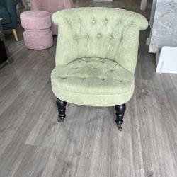 New Vintage Style Green Plush Chair $100